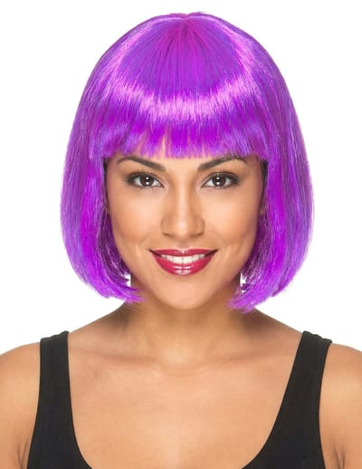Vegaoo - Half lange paarse pruik voor vrouwen - Fluo - One Size