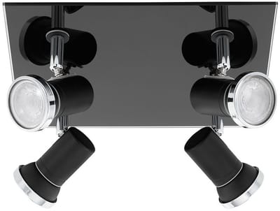 Eglo Plafondlamp Tamara 1 Staal Zwart Chroom 4x2.8W 4x250lm - 830 Warm Wit | IP44 - Incl. 4x GU10