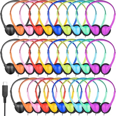 USB C Kinderkoptelefoon - On-ear hoofdtelefoon Kinder oortjes - School en thuisgebruik - Bulkverpakking 12 stuks - Niet gespecificeerd