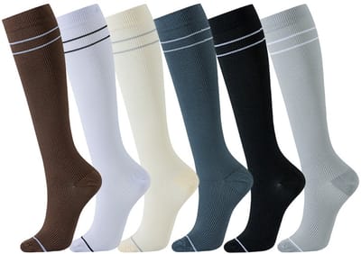 Namajunas - Compressiekousen - Compressie sokken - 6 paar - S/M - Unisex - Bevordert de bloedsomloop - Biedt optimale ondersteuning voor medisch gebruik, hardlopen, verzorging, sport en meer - Hardloopsokken - Sportsokken - Steunkousen vliegtuig