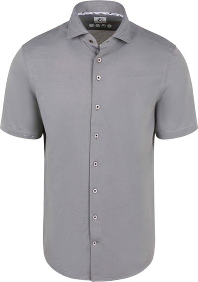 R2 Short Sleeve Overhemd Technical Knitted Dobby Groen - Maat S - Heren - Overhemden Formeel