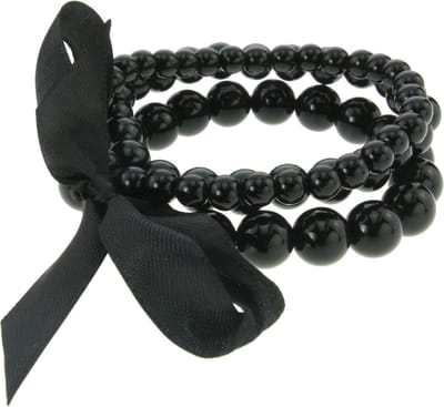 Behave - Parel Armband - Zwart - Set van 3 Elastische parelarmbanden