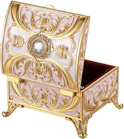 Sieradenkistje - Juwelendoosje Opbergdoos - Sieraden Opbergen - Antieke Stijl - 7D x 6.1W x 6H cm - Beige