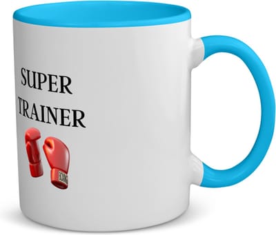 Akyol - super trainer koffiemok - theemok - blauw - Sport - coach - boxing - trainer - geschenk - verjaardag - love gift - 350 ML inhoud