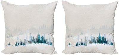 ABAKUHAUS Kussenhoes Set – 2x40x40 cm – Dubbelzijdig Digitaalprint – Wit/Blauw