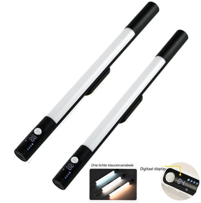 LED Kastverlichting met Bewegingssensor, USB-C Oplaadbare Led-Strip, 3 Kleurtemperaturen, Dimbaar, Draadloos, Magnetische Verlichting voor Kasten, Gangen, Slaapkamers, 3 x 38cm, 2 stuks，Zwart