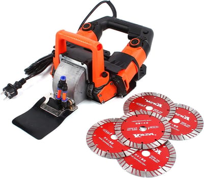 Professionele Wandfrezer voor Beton en Baksteen, 5200 W, 10500 RPM, Inclusief 5 Zaagbladen en Waterafvoersysteem