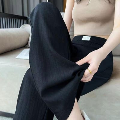 Denim Wijde Broeken voor Dames In de Zomer Dun Nieuw Hoge Taille Losse Casual Rechte Pijp Koude IJszijden Broeken 3XL black