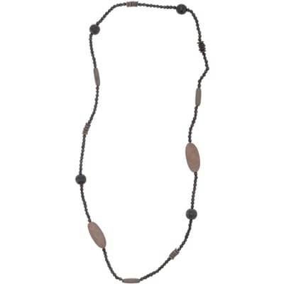Behave – Ketting – Houten kralen – Bruin;Zwart;Grijs – 90 cm – Boho Chic