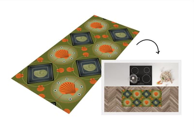 Keukenloper - Loper keuken - Patchwork - Schelpen - Patronen - Zee - Strand - 120x50 cm - Keukenloper vinyl