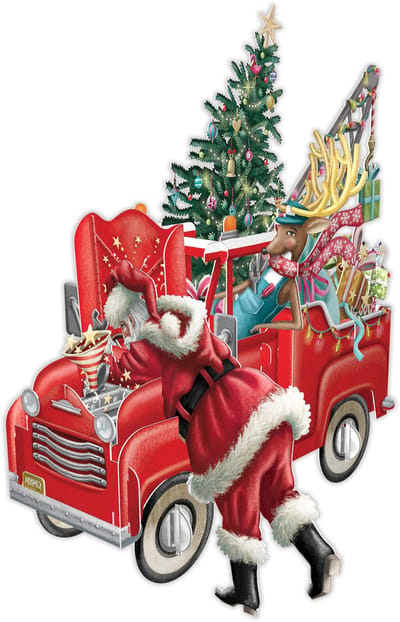 3D-Pop Up Wenskaart Santa's Pickup - Laser gesneden kerstkaart