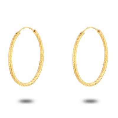 Twice As Nice Oorbellen in 18kt verguld zilver, gebeitelde oorring, 23 mm