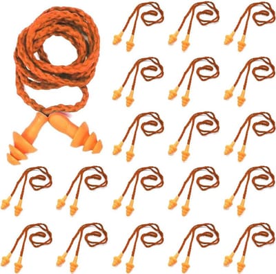 20 paar snoergebonden oordopjes, herbruikbare siliconen oordopjes, oordopjes, slaapruisonderdrukking, oordopjes, ruisonderdrukking en gehoorbescherming voor werk en studie (oranje)