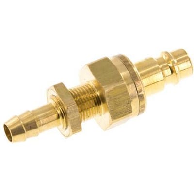 Messing DN 7.2 (Euro) Luchtkoppeling Insteeknippel 8 mm Slangpilaar Schotkoppeling Double Shut-Off