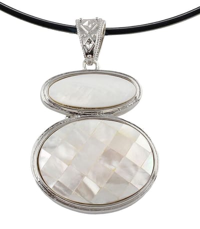 Parelmoeren ketting White &Mosaic Shell - parelmoer - wit - zilver - ketting met hanger - Choker - luxe sieraden zakje - ketting dames