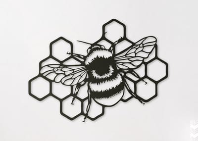 Wanddecoratie dieren | Bij met honingraat - L (45x60cm)