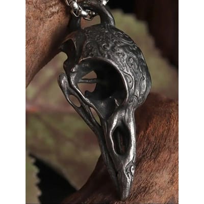 Retro Scandinavische Stijl Kraai Schedel Hanger Dier Vogel Ketting voor Mannen Gepersonaliseerde Sieraden Geluksamulet Cadeau black