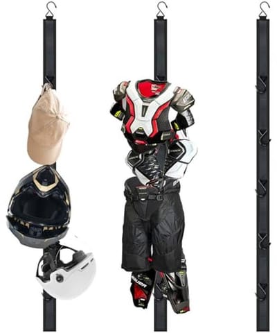 Hockey Drying Rack Hockey Equipment Stand with 5 Hooks Portable Hockey Coat Hanger for Home, Ice Hockey, Camping, Travel, Outdoor, Sports Equipment Storage