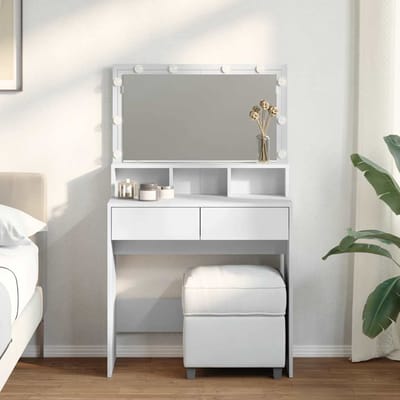vidaXL - Kaptafel - met - LED - 80x41x134,5 - cm - wit