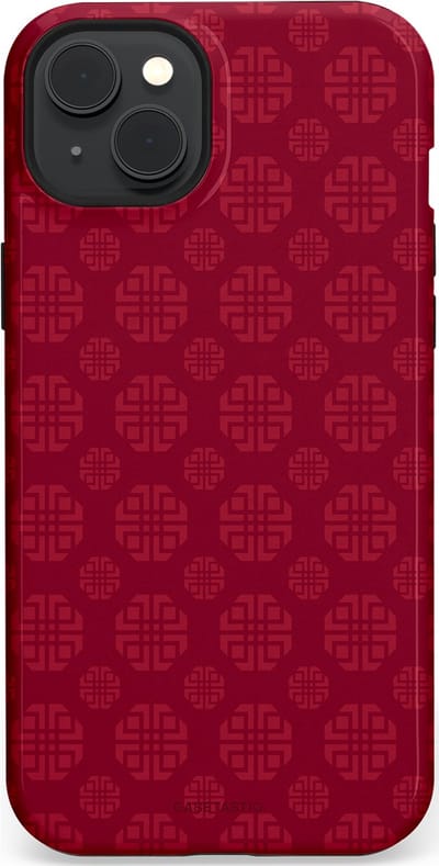 Casetastic Hoesje Geschikt voor Apple iPhone 15 Plus Magsafe - Stijlvolle Beschermende Duo-layer Case - Oosters Rood
