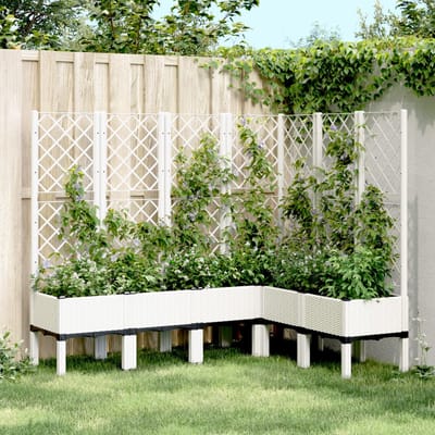 vidaXL - Plantenbak - met - latwerk - 160x120x142 - cm - polypropeen - wit