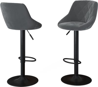 Vicco Barkrukken set van 2 Sena, Grijs/Zwart, 38.5 x 84 cm