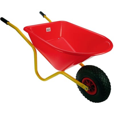 Talen Tools - Kinderkruiwagen met luchtband - Hoogwaardige kwaliteit -Kinderspeelgoed - Metaal/Kunststof - Rood/Geel