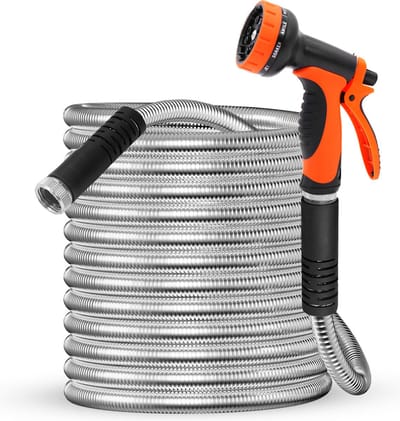 FlinQ RVS Flexibele Tuinslang tot 30 meter - Waterslang met Sproeikop - Flexibel dus geen Knopen