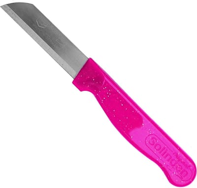Solingen Schilmesje Robuust Handvat – RVS Glad – 16 cm met Blade Cover – Roze Glitter