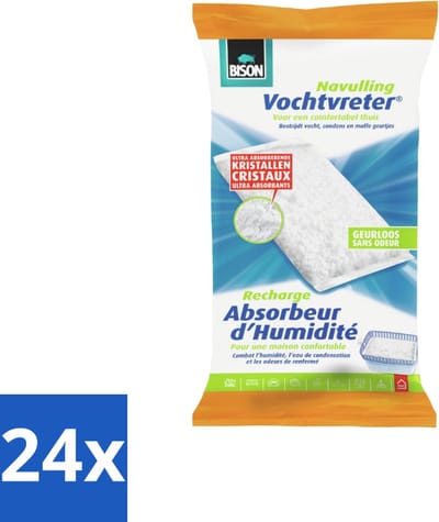 Bison - Original - Vochtvreter - Navulzak - 1 KG - 1 Stuk - Geurloos - Voordeelverpakking - 24 stuks