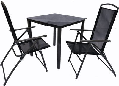 3-delige tuinmeubel zitgroep tuinmeubel glazen tafel stoelen hoge rug set 80S