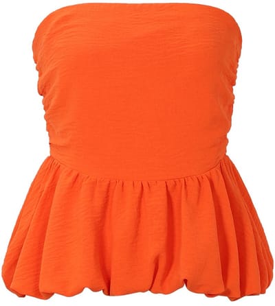 Elegante Strapless Peplum Top - Chic Off-Shoulder Bovenstuk - Accentueert de Taille - Tijdloos & Modieus - Oranje - L