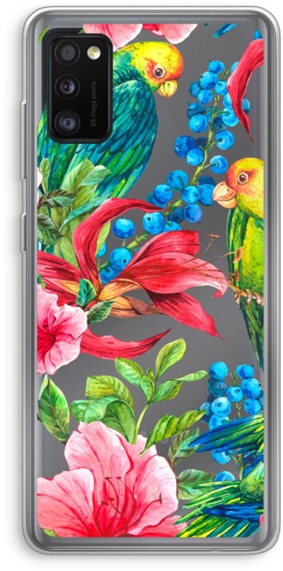 Case Company® - Hoesje geschikt voor Samsung Galaxy A41 hoesje - Papegaaien - Soft Cover Telefoonhoesje - Bescherming aan alle Kanten en Schermrand