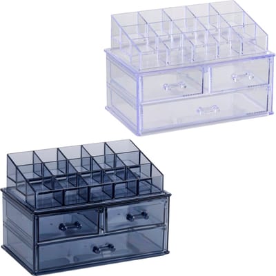 Touch of Beauty Make Up Organizer - Opbergdoos met Vakjes - Cosmetica, Skincare en Nagellak Organizer Bakjes - 13.5x13x16 cm - Willekeurige Zending Zwart of Wit