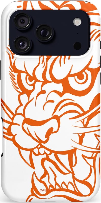 Casetastic hoesje geschikt voor Apple iPhone 17 Pro Max - MagSafe - Dubbellaagse bescherming - Wilde lijnen - Fashion Case - Wit Oranje Zand