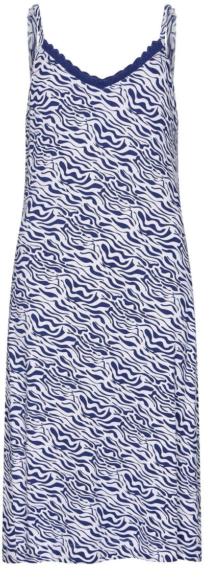 Pastunette - Spaghetti Nachthemd - Midnight Animal - Bamboe - Blauw/Wit - V hals - Maat 50
