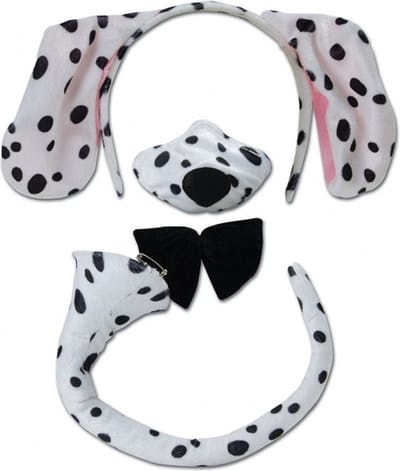 Rubies Carnaval verkleed set Dalmatier - diadeem/strik/snuit/staart - wit/zwart - voor kinderen - dieren