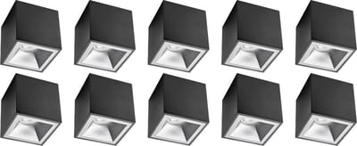 Opbouwspot 10 Pack - Proma Cliron Pro - GU10 Fitting - Opbouw Vierkant - Mat Zwart/Zilver - Aluminium - Verdiept - Ø90mm