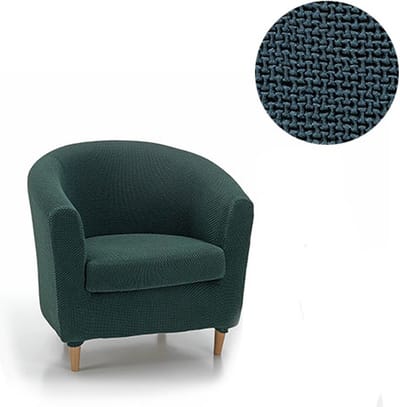 Belmarti® Fauteuilhoes Milan Rond - 70 tot 80cm breed - Marineblauw - Bi-stretch, Ademend katoen - Hoezen voor Kuipstoelen