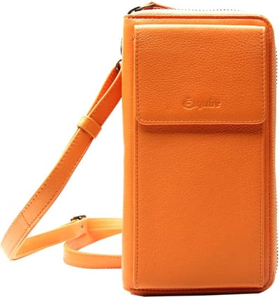 Esquire Leren Portemonnee Telefoontasje Peru Phone Wallet Bag Orange Oranje