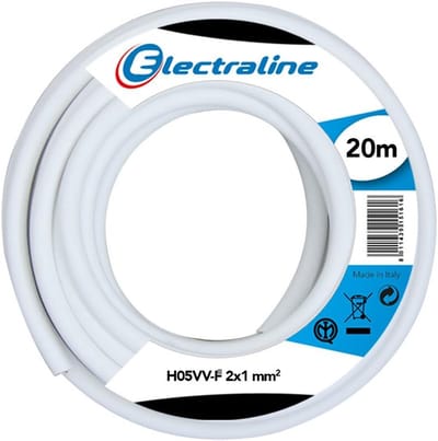 H05VV-F 2x1 mm Kabel 20 Meter Wit