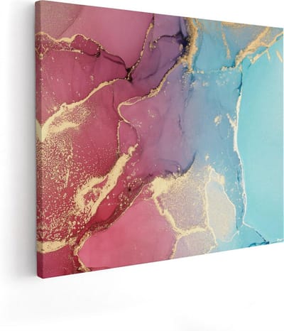 Artaza Canvas Schilderij Abstracte Kunst - 50x40 cm - Muurdecoratie Goud - Wanddecoratie Woonkamer - Kamer Accessoires Marmer Look