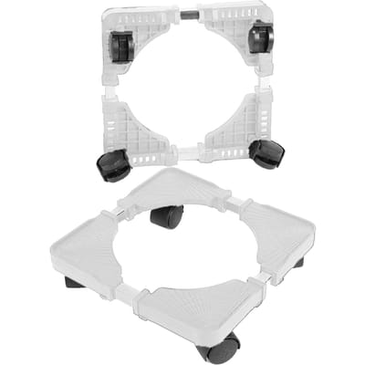 Support à Plantes avec Roulettes Base de Plante Universelle Réglable Porte-Pot de Fleurs Roulant pour Maison Jardin blanc