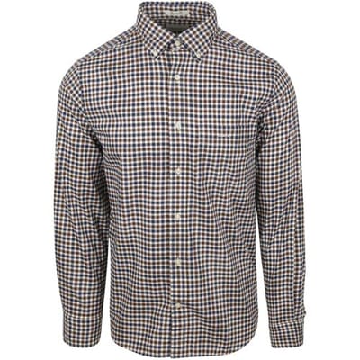 Gant Casual Overhemd Twill Ruit Bruin - Maat M - Heren - Overhemden Casual