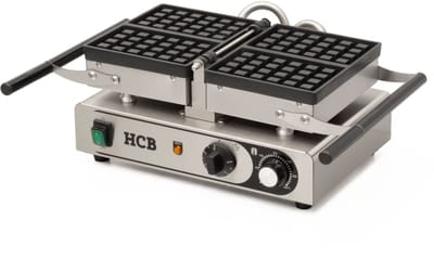 HCB® - Professioneel horeca Wafelijzer met timer - kantelbaar - 230V - Wafelmaker van RVS / INOX - 37x50.5x20 cm (DxBxH) - 10.40 kg - 7476
