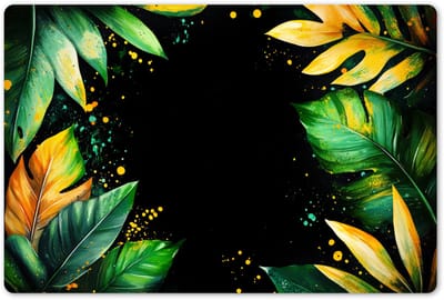 Placemats 45x30 cm - Placemat kunststof - 1 stuk - Bladeren - Groen - Geel - Verf - Jungle - Borden onderleggers - Decoratie voor op tafel - Keuken tafeldecoratie accessoires - Vinyl onderlegger - Tafelversiering