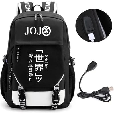 Anime JOJO Jonathan Joestar Golden Experience Rugzak Schooltas met USB-poort Laptopvak voor Jongens Meisjes Reistas 12 inches