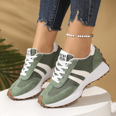 Dames Antislip Sneakers Lente Herfst Luxe Gevulkaniseerde Schoenen Licht Plat Ademende Casual Schoenen voor Dames 36 groen