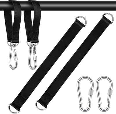 Verstelbare Hangbanden voor Hangmat en Schommel met 2 Stukken van 30 cm, Inclusief Carabiners en D-Ringen voor Camping en Tuingebruik