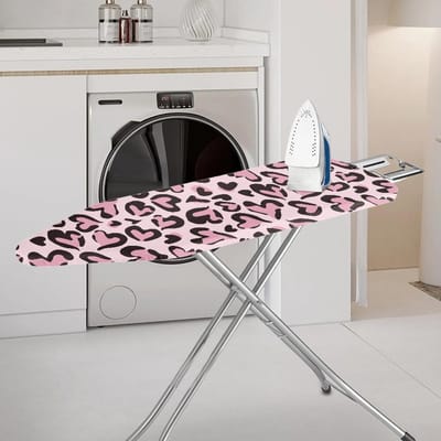 Strijkplankhoes Elastisch - Universelehoes - Strijken Thuis - Hittebestendig Polyester - Universele Maat - Gele Dierenprint